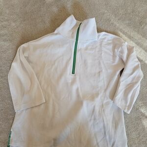 Talbots Kids White Sweatshirt with Green Zipper